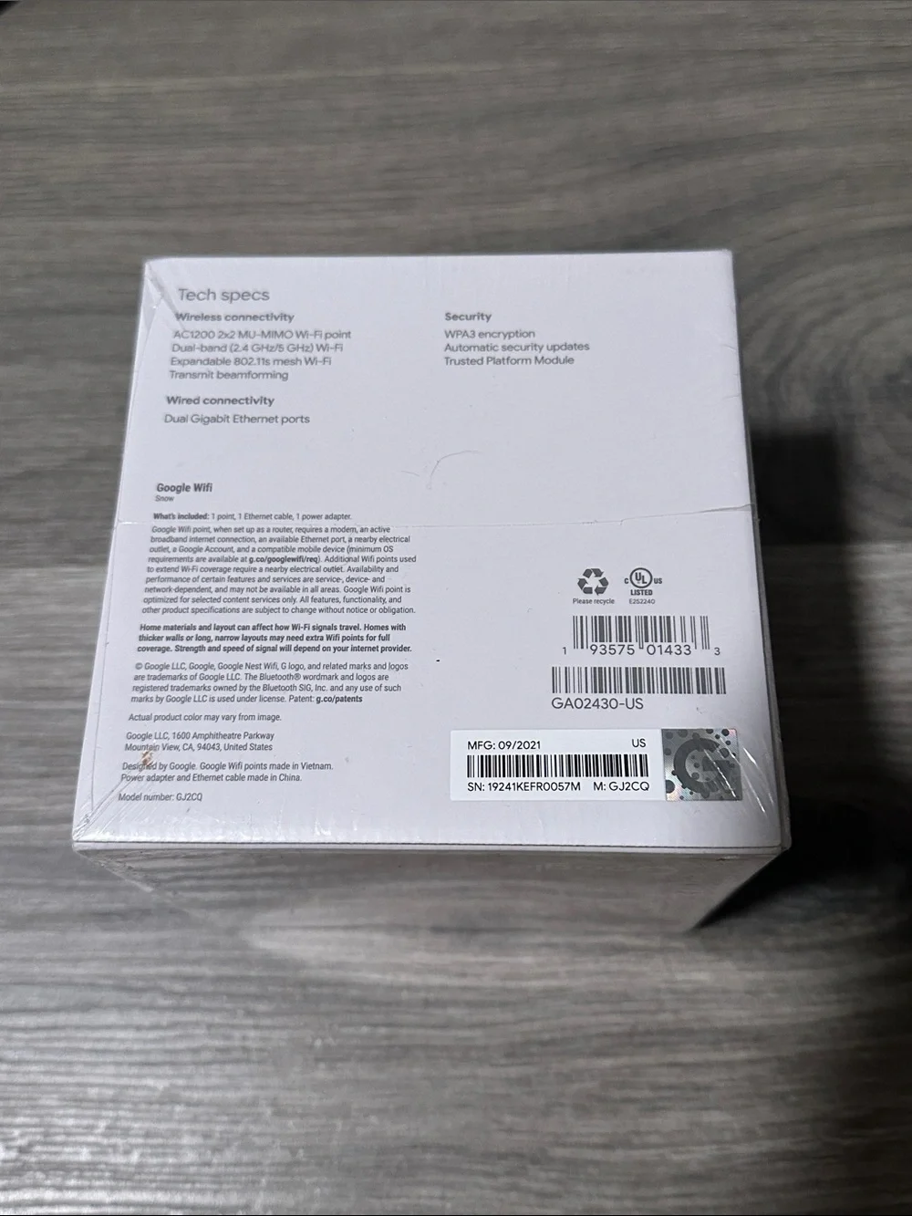 Google Wifi Router - Snow